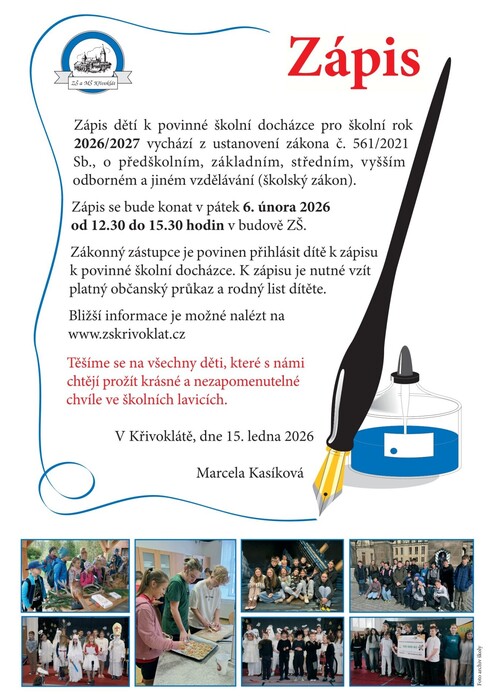 Zápis do 1. ročníku