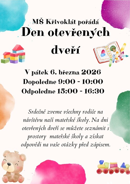 Den otevřených dveří v MŠ Křivoklát